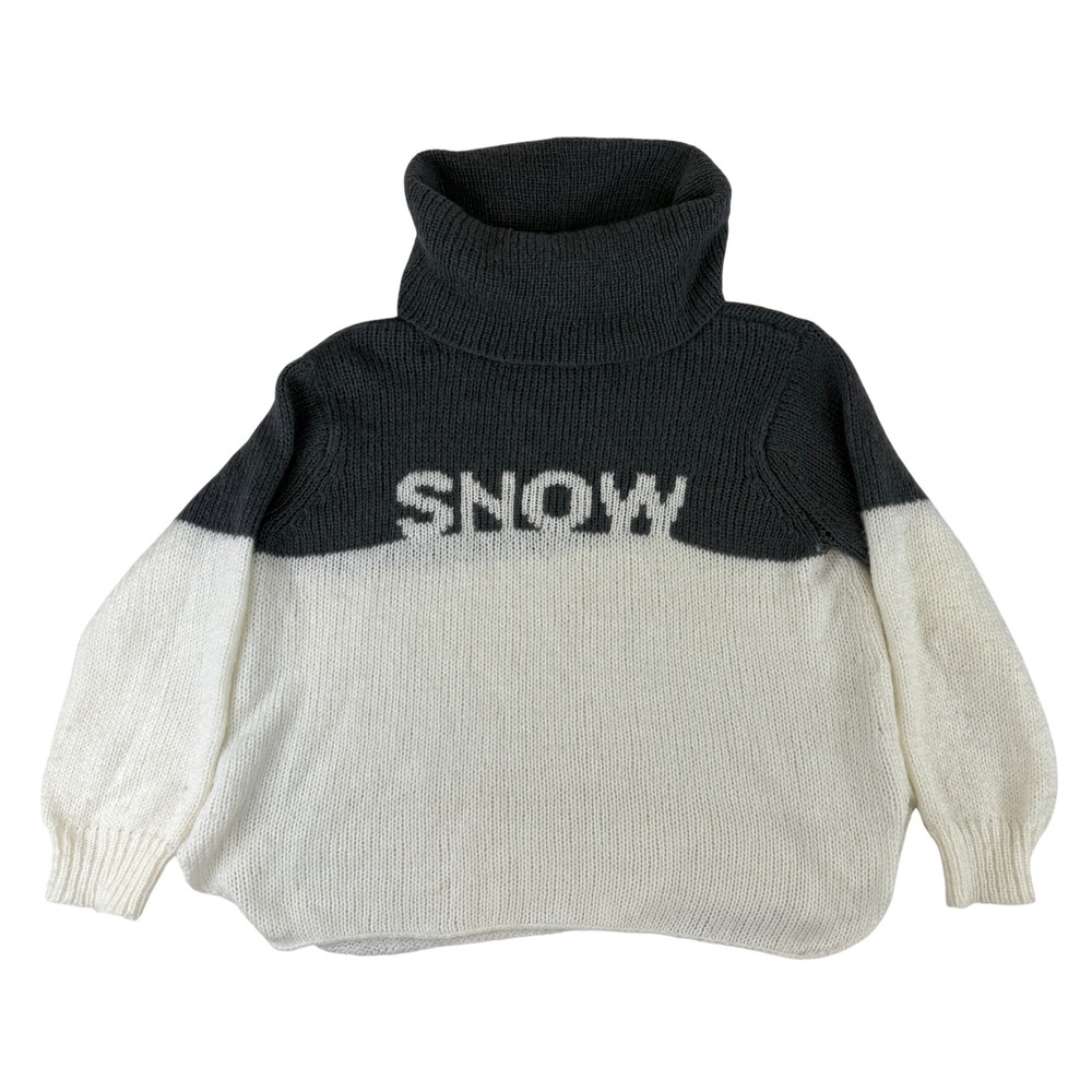 Wooden Ships Sweater Women M/L Charcoal White Snow Mohair Wool Turtleneck